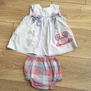 Petit Ami White and Red Crab Embroidered Diaper Cover Set
